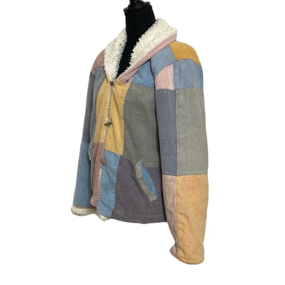 Thick Patchwork Boho Coat S/M - Picture 3 of 15
